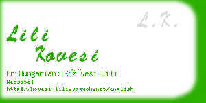 lili kovesi business card